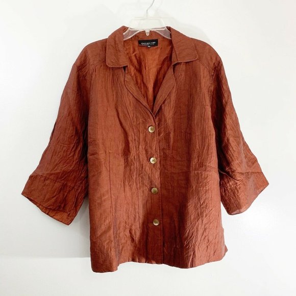Jones New York Jackets & Blazers - Jones New York Orange Lightweight 4 Button Blazer Jacket Linen Womens Plus 24W